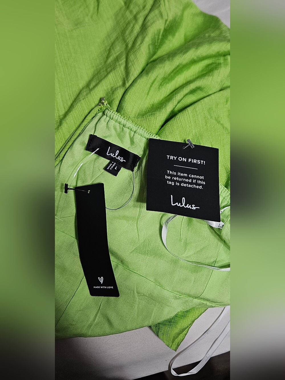 NWT Lulus Theresia Lime Green O-Ring Halter Mini Dress Size L - Picture 7 of 8